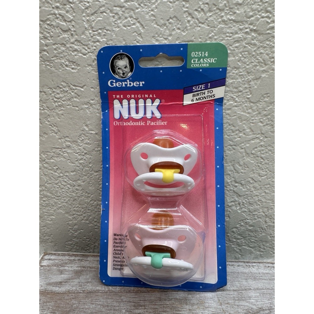 $30 🌙 VTG Gerber NUK Orthodontic Pacifier Sz 1 0-6 Months 1997 Pink White NEW